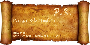 Palya Kálmán névjegykártya
